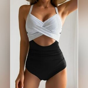Eomenie One Piece Swimsuits Tummy Control Cutout High Waisted Bathing Suit